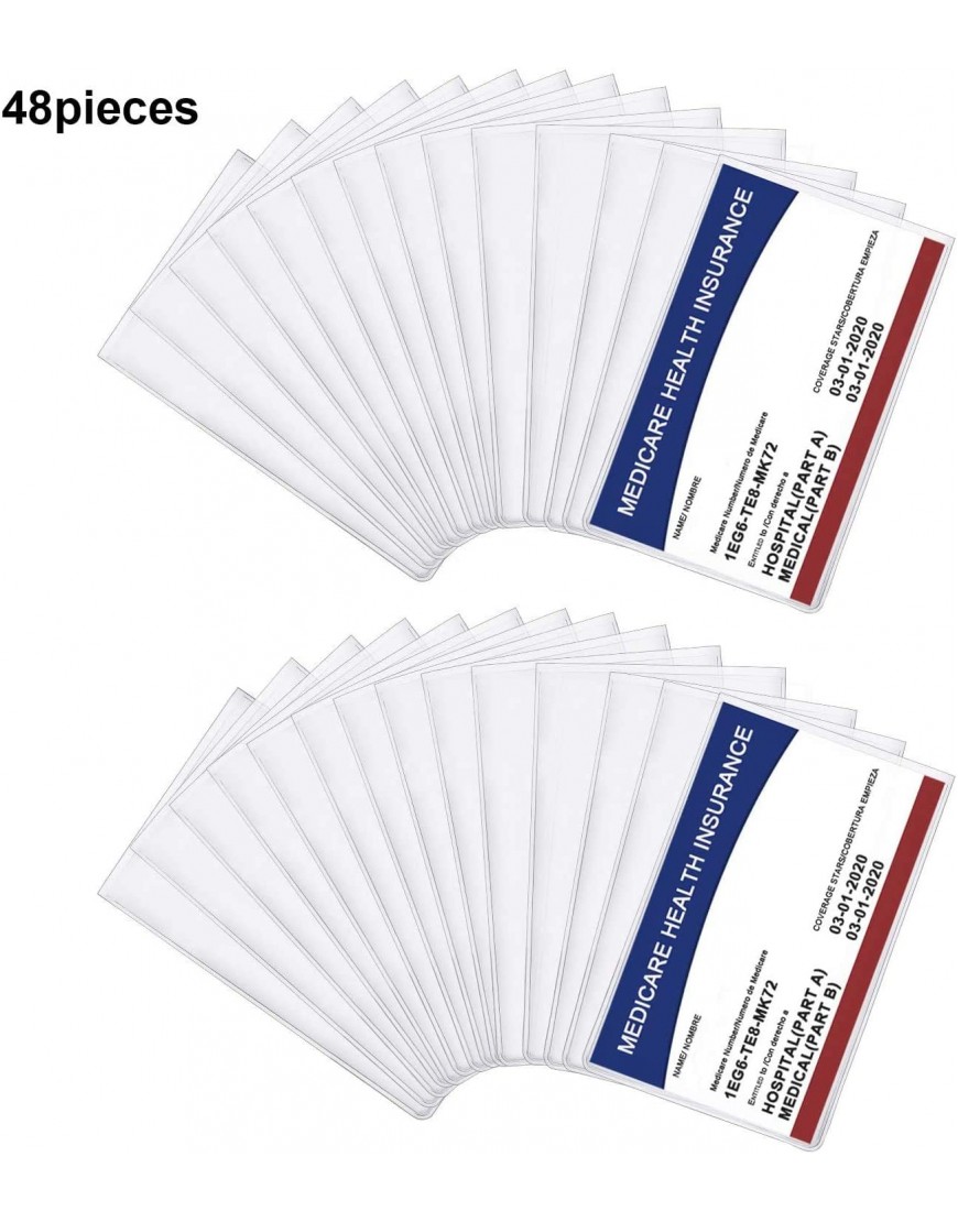 48 Stück Medizin-Kartenhalter Schutzhüllen 15 mm transparent Kunststoff Kartenschutzhüllen für Ausweis Visitenkarten Bankkarten - BRJJUWKJ