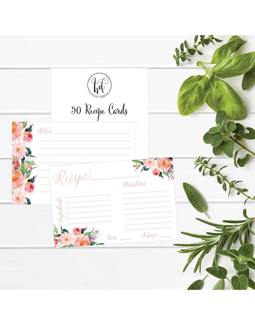 4x6 Recipe Cards Set of 50 Recipe Cards Blank Recipe Cards Recipe Cards for Bridal Shower Thick Recipe Card Recipe Note Cards by Hadley Designs - BYAOKAMK