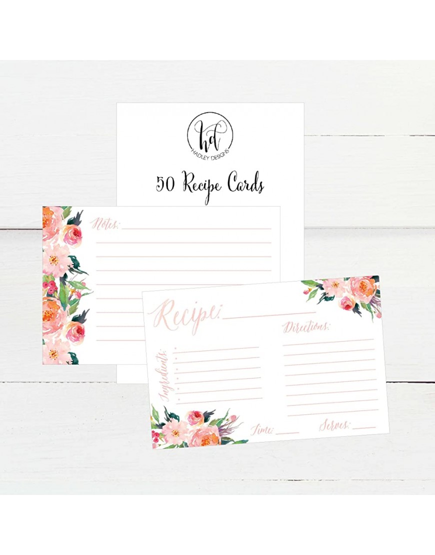4x6 Recipe Cards Set of 50 Recipe Cards Blank Recipe Cards Recipe Cards for Bridal Shower Thick Recipe Card Recipe Note Cards by Hadley Designs - BYAOKAMK