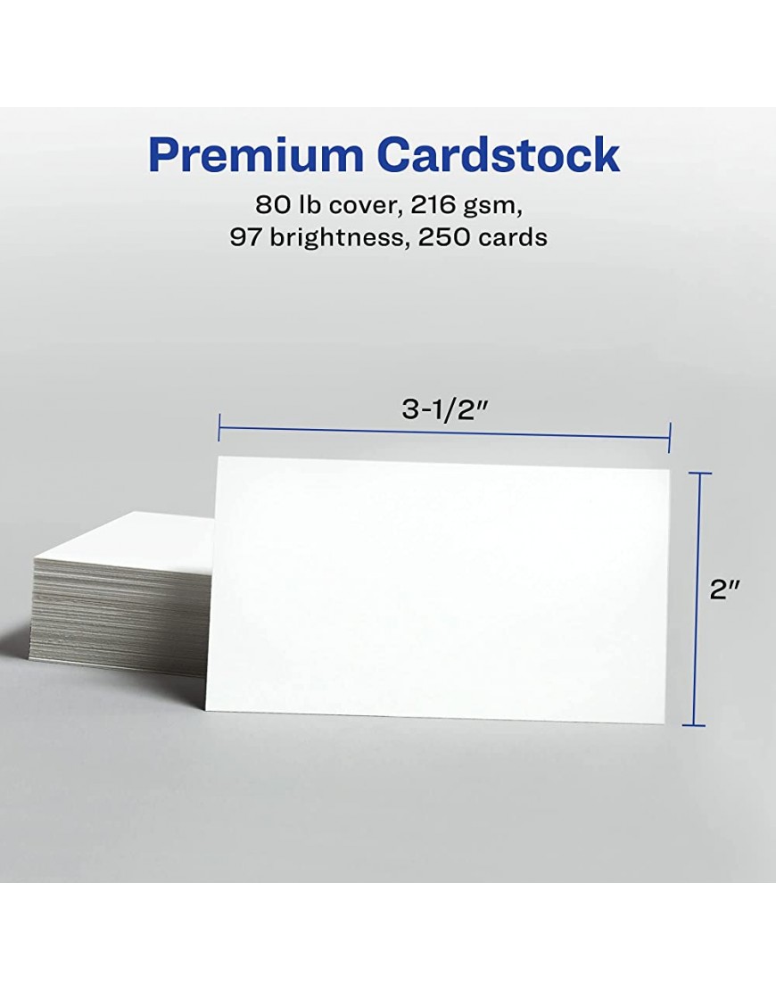 Avery 5,1 x 8,9 cm Visitenkarten Sure Feed Technologie für Tintenstrahldrucker 250 Karten 8371 Weiß - BMYIHK4M