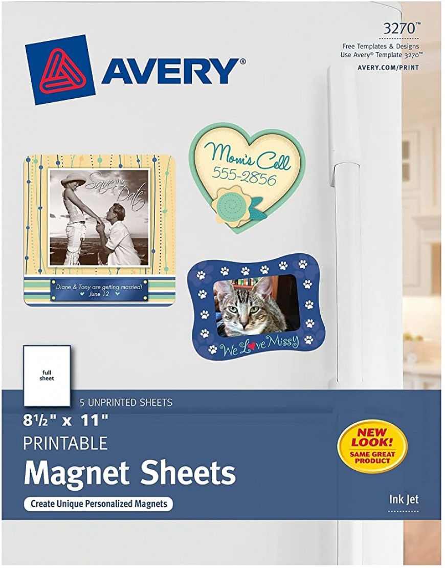 Avery Persönliche Creations bedruckbare Magnetfolie – Brief – 21,6 x 27,9 cm – matt – 5 Pack – Weiß - BJTIQ4JE