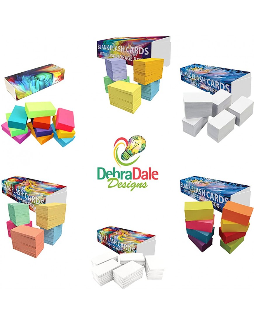 Debra Dale Designs – Flash Cards – 8,9 x 5,1 cm – Box von 1000 – Extra schwere 140 # Index Karte Lager – 253 GSM – .0118 Dick Unpunched - BHEUOMMK