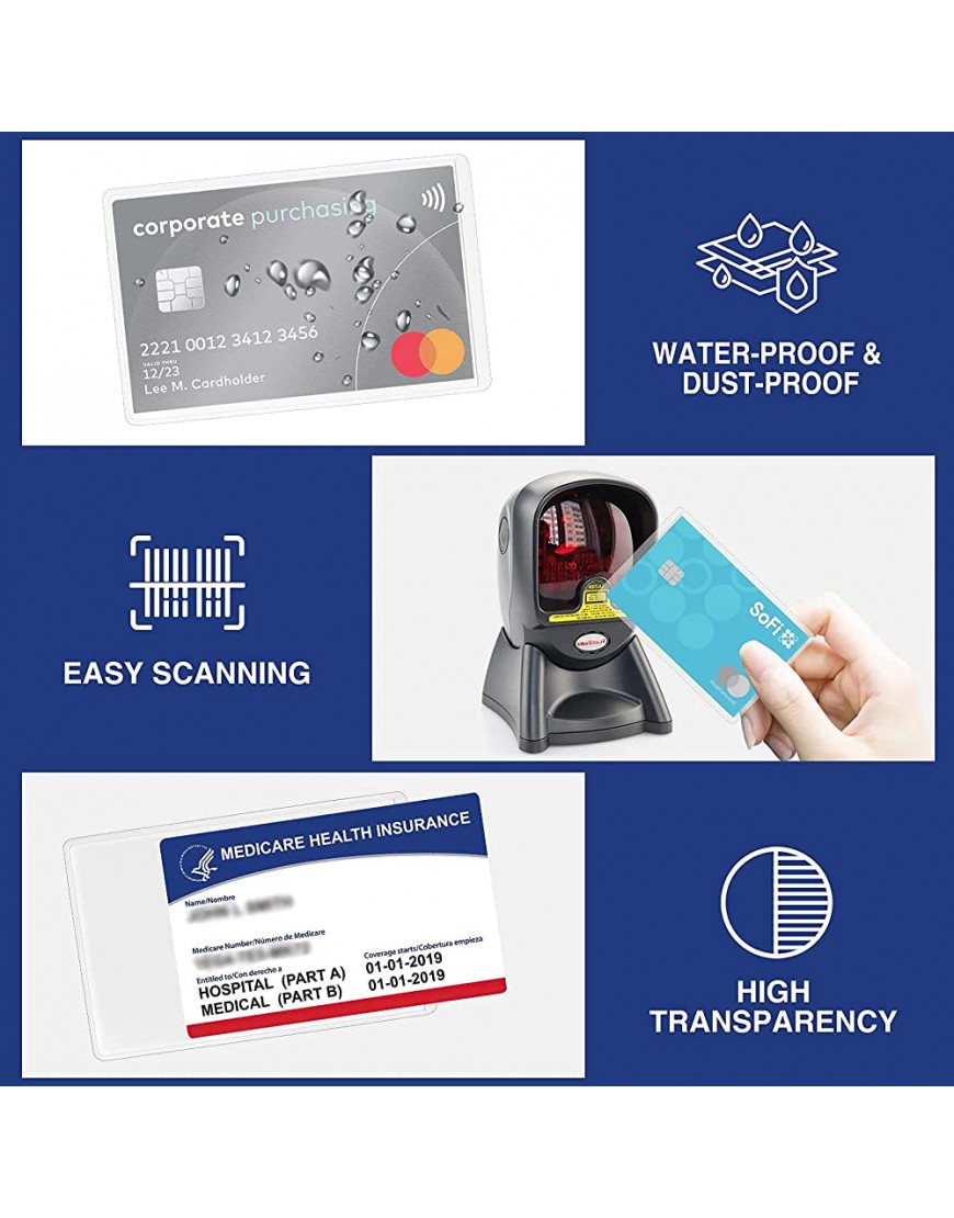 Medicare Karten-Schutzhüllen 12 mm transparent PVC weich wasserfest für Medicare-Karten Kreditkarten Visitenkarten strapazierfähige Kartenhüllen - BKBWJ9W1