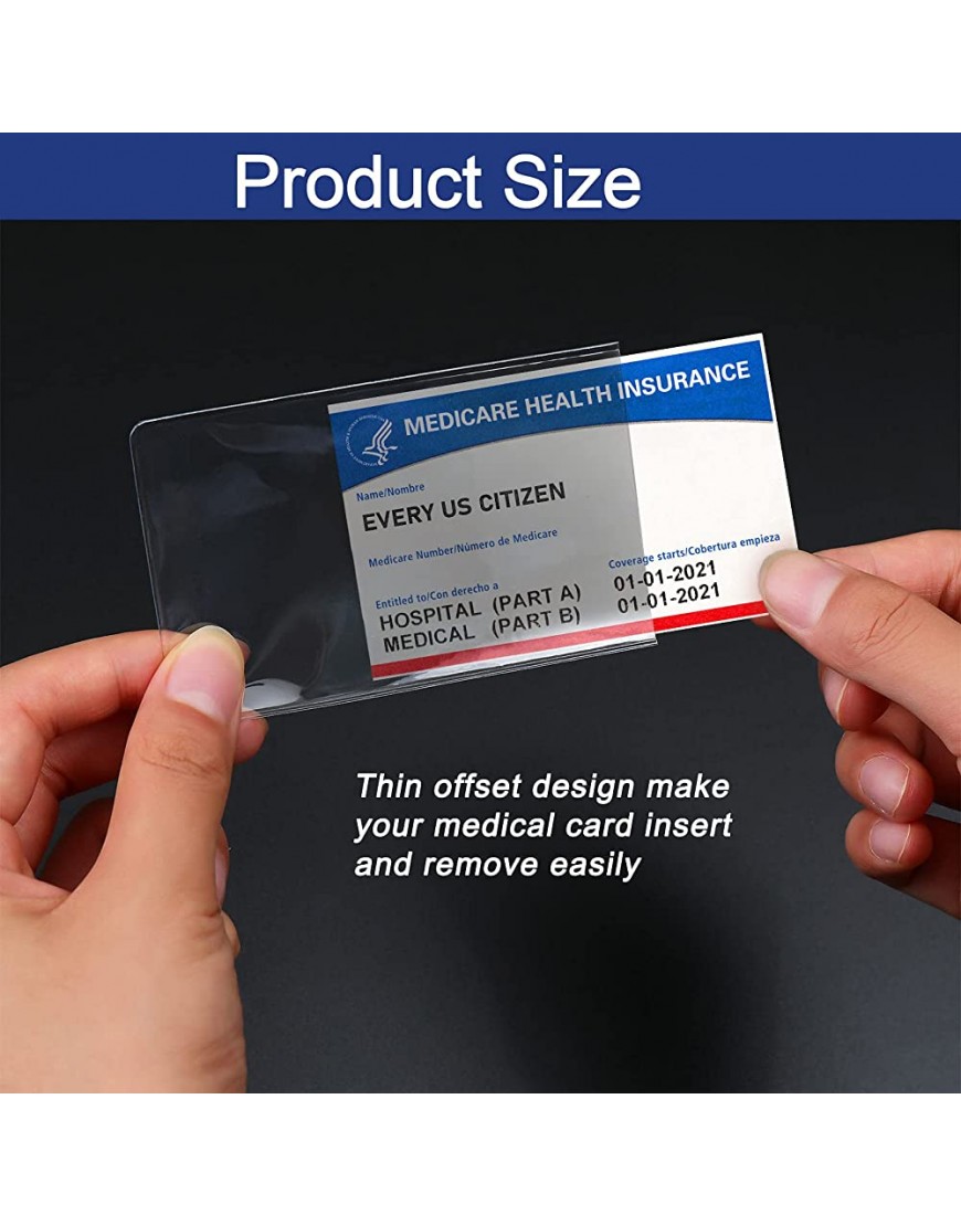 Medicare Kartenhalter transparent PVC wasserdicht medizinische Kartenschutzhüllen Ausweis Kunststoff Schutzhüllen für Gesundheitskarten Visitenkarten Sozialversicherungskarten 60 - BAIDW5K8