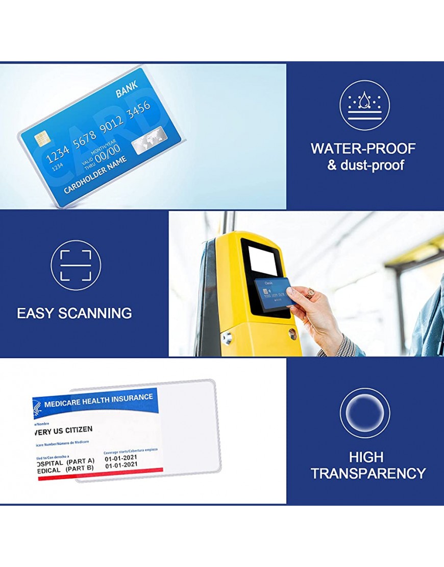 Medicare Kartenhalter transparent PVC wasserdicht medizinische Kartenschutzhüllen Ausweis Kunststoff Schutzhüllen für Gesundheitskarten Visitenkarten Sozialversicherungskarten 60 - BAIDW5K8
