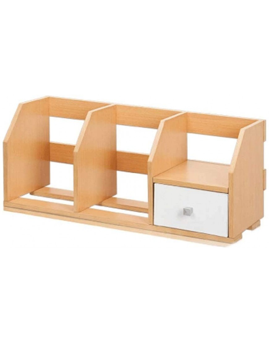 Ablageboxen Desktop-Bücherregal mit Schublade und 3 Upright Sections Schreibtisch-Organisator Anzeigen-Regal-Rack Bürobedarf Ablagesystem für den Schreibtisch - BLHWX883