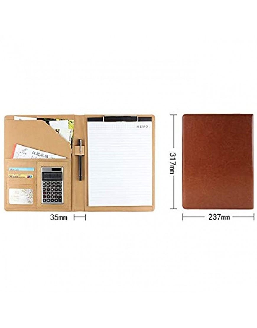 GoYisi HQF-130 Bürobedarf Business-Art-Leder-Dokumentordner mit 30 Seiten A4-Block & Calculator Schwarz Farbe : Brown - BNTQIMWK