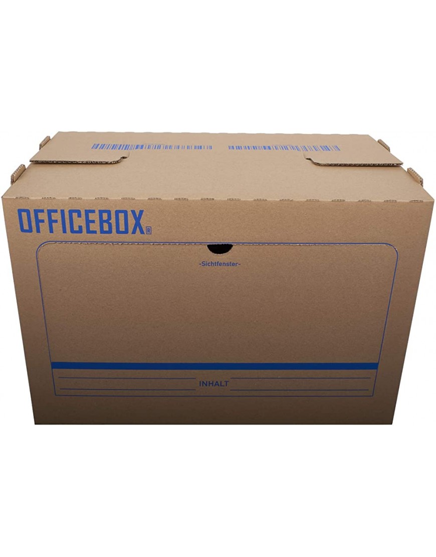 KK Verpackungen® Ordnerkarton Officebox | 40 Stück Stabile Archivbox mit Sichtfenster für bis zu 6 Ordner | Stapelbare Archivkartons mit Ankreuz- & Beschriftungsfeldern in Braun - BNRKSEK6