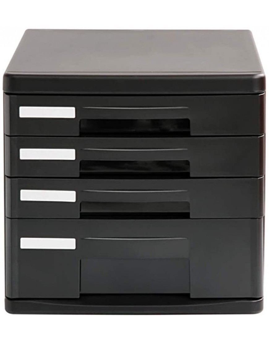 Office-Dateiablage Dateikabinett-Datenspeicher-Kabinett-Index-Label-Design-Datei-Kabinett-Kunststoff-Schublade-Büro 4-Layer-Datei-Aufbewahrungsbox Bürobedarf Farbe : Black Size : 263x250x350mm - BHJVRJA2