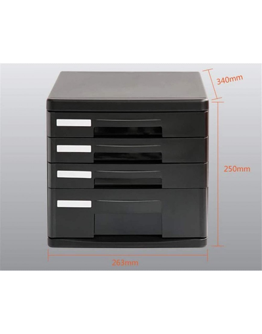 Office-Dateiablage Dateikabinett-Datenspeicher-Kabinett-Index-Label-Design-Datei-Kabinett-Kunststoff-Schublade-Büro 4-Layer-Datei-Aufbewahrungsbox Bürobedarf Farbe : Black Size : 263x250x350mm - BHJVRJA2