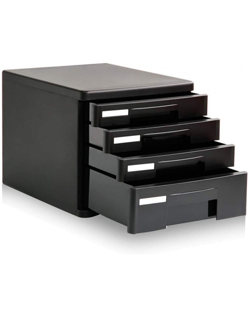 Office-Dateiablage Dateikabinett-Datenspeicher-Kabinett-Index-Label-Design-Datei-Kabinett-Kunststoff-Schublade-Büro 4-Layer-Datei-Aufbewahrungsbox Bürobedarf  Farbe : Black  Size : 263x250x350mm  - BHJVRJA2
