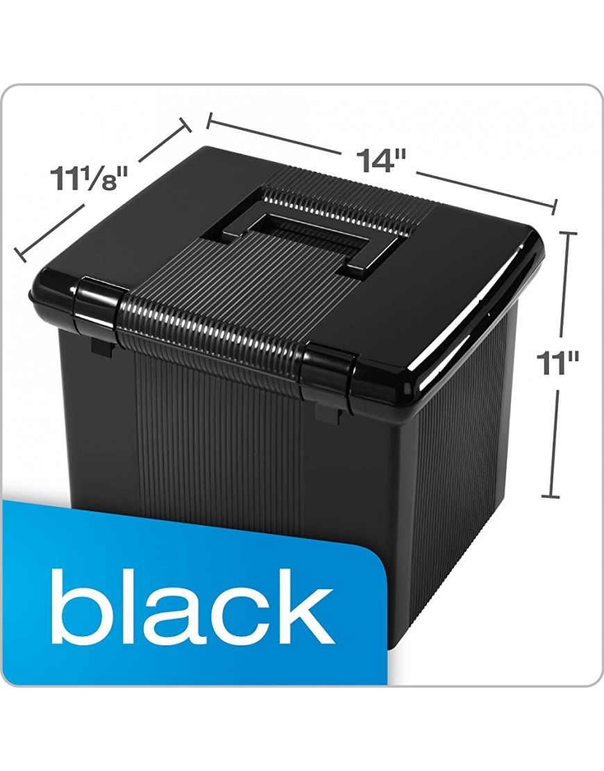 Pendaflex Tragbare Aktenbox mit Aktenschienen Scharnierdeckel mit doppeltem Schnappverschluss schwarz 3 schwarze Hängeordner im Briefformat enthalten 41742AMZ - BDHVY373