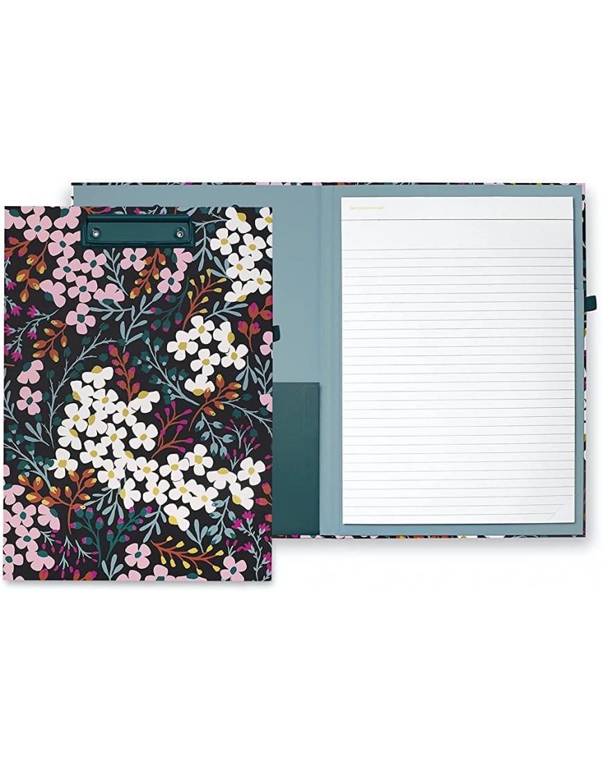 Kate Spade New York Clipboard Folio with Low Profile Clip Professional Padfolio Includes Lined Notepad Pen Loop and Pocket Fall Floral - BETKF189