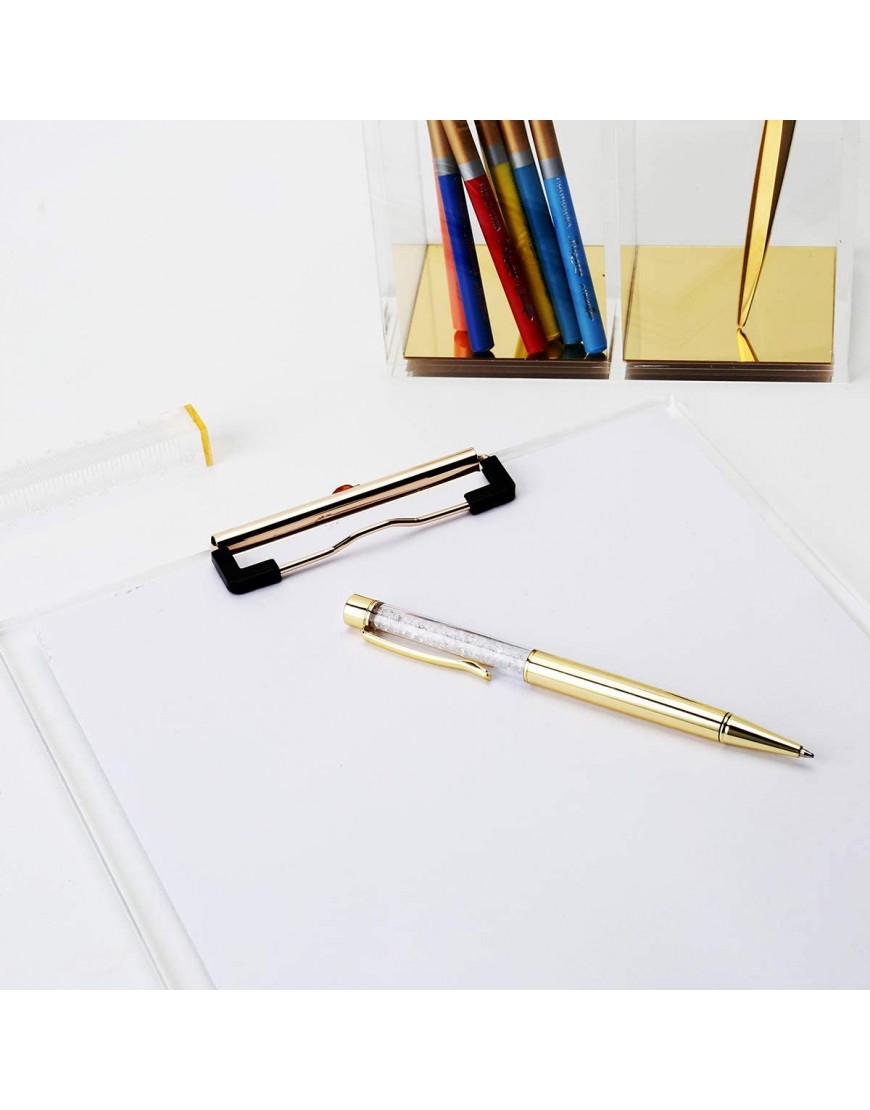 Klare Acryl-Klemmbrett mit goldenem Clip Set 2 Stück passend für 22,9 x 30,5 cm – Briefgröße Standard modernes Design Schreibtischbedarf für Büro Schule und Zuhause Bürobedarf aus Acryl - BROHN5B8