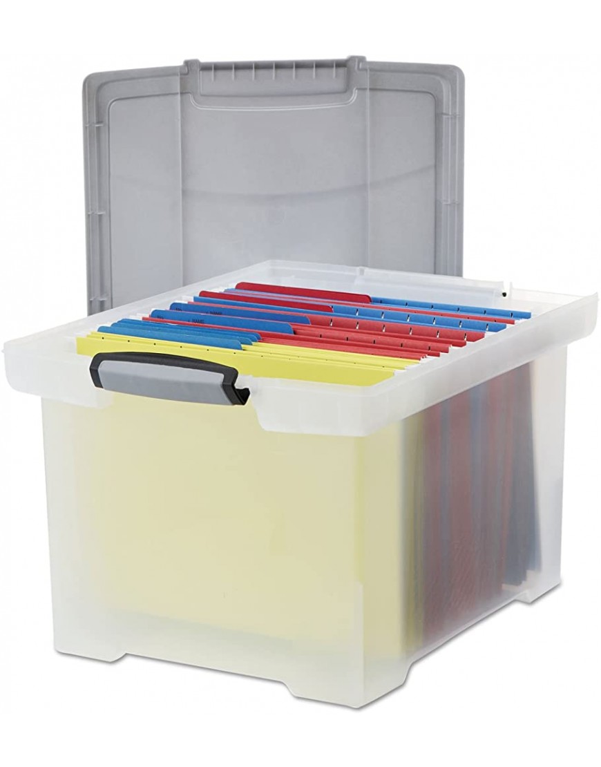 Portable File Tote w Locking Handle Storage Box Letter Legal Clear Sold as 1 Each - BWHQIH2N