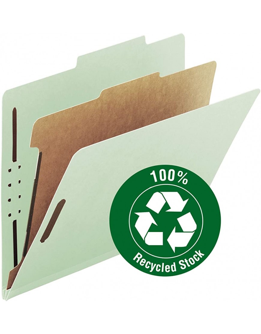 Smead 18722 Ordnermappe aus 100 % recyceltem Presskarton 1 Trennwand 5,1 cm Erweiterung legale Größe grau grün 10 Stück - BQYRFH82