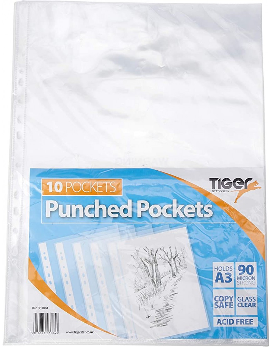A3 Dokumentenmappe „Punched Pocket“ in Hochformat von Tiger 10 Stück Packung - BMYAQKBJ