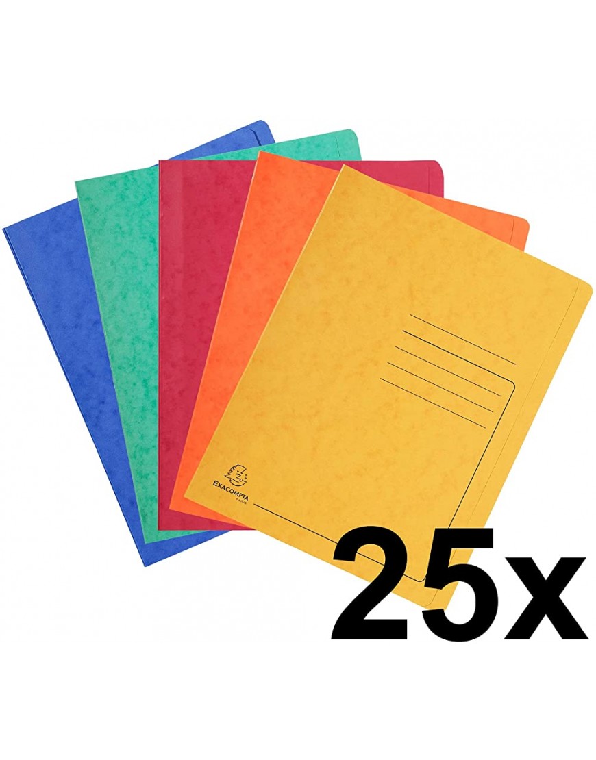 Exacompta 39990E Packung mit 25 Schnellhefter Colorspan bedruckt 24 x 32 cm für DIN A4 bis zu 350 Blatt 1 Pack farbig sortiert - BULSH2AW
