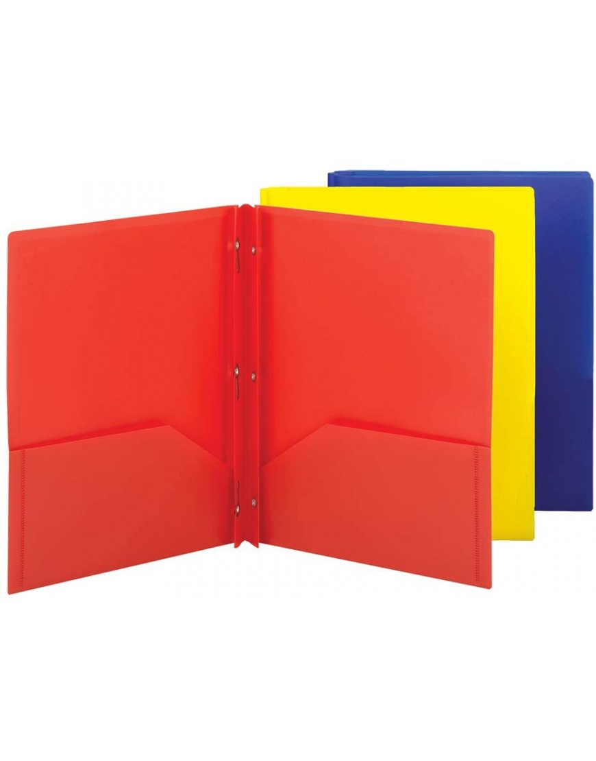 Smead Poly Zwei-Taschenmappe Dreilochverschlüsse Briefgröße Red Blue Yellow - BBHME78A