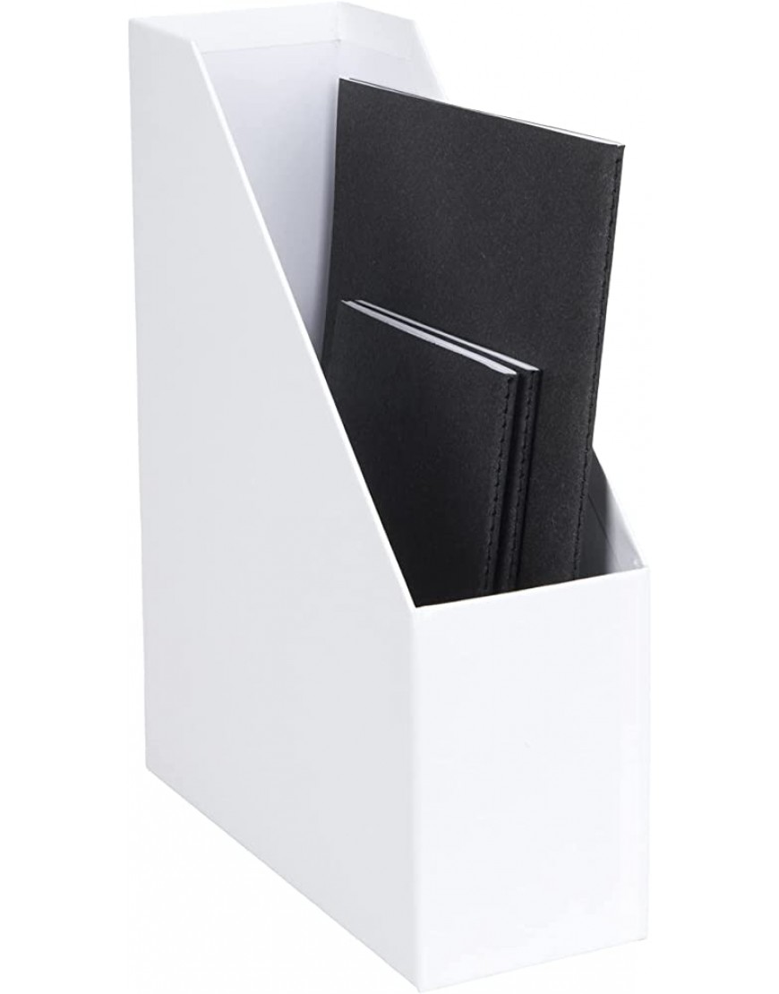 Bigso Box of Sweden VIKTORIA Stehsammler mit Beschriftungsetikett – Zeitschriftensammler aus Faserplatte und Papier – Stehordner für Akten Dokumente oder Zeitschriften – weiß - BZROG1W7