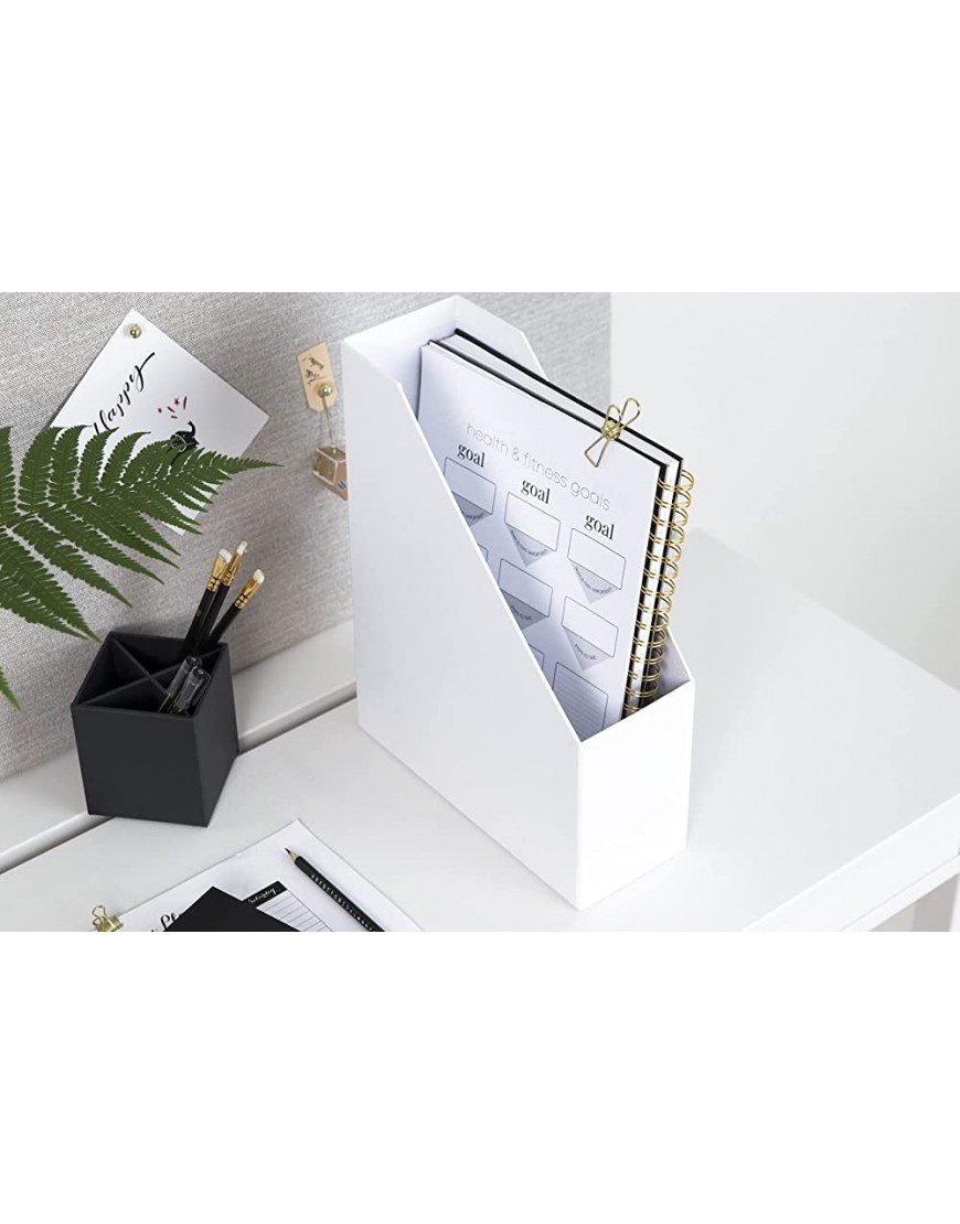 Bigso Box of Sweden VIKTORIA Stehsammler mit Beschriftungsetikett – Zeitschriftensammler aus Faserplatte und Papier – Stehordner für Akten Dokumente oder Zeitschriften – weiß - BZROG1W7