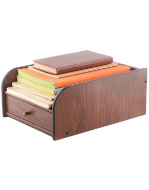 guoqunshop Schreibtisch-Aktenhalter Bürobedarf Desktop Storage Box aus Holz Multi-Funktions-Ordner Rackschublade Art braun Speichermagazin Size : One Floor - BQNKJAQK