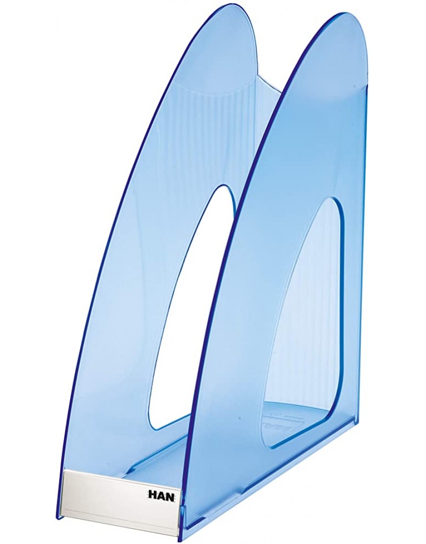 HAN Stehsammler TWIN – 10 STÜCK moderner Stehsammler im zeitgemäßen Design. Schick standfest und funktional bis Format DIN A4 C4 transluzent-blau 1611-64 - BGZDB956