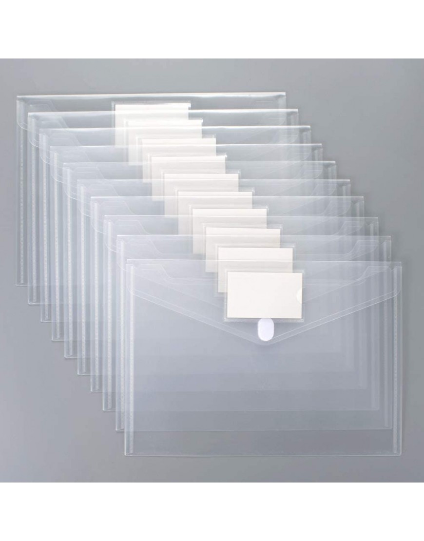 24 Stück Kunststoff-Umschläge von Sooez transparente Dokumentenmappen US-Buchstabe A4-Größe Dateiumschläge mit Etikettenfach für Schule Zuhause Arbeit Büro Organisation transparent - BLRPEQH6