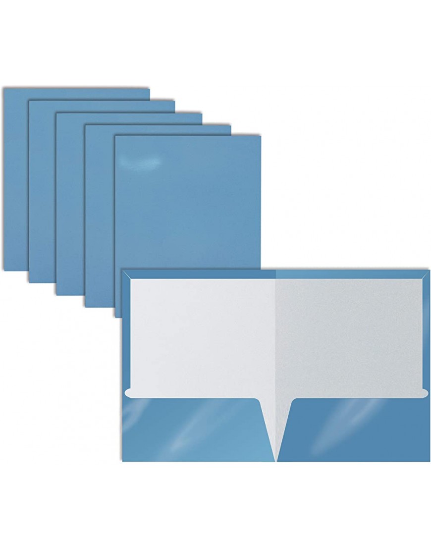 Better Office Products Papiermappe 2 Fächer glänzend laminiert Briefgröße Hellblau 25 Stück - BMPHFQDD