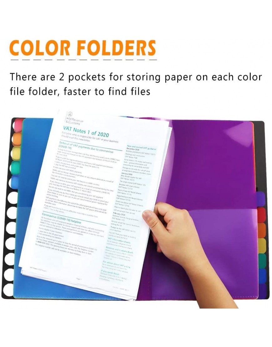 Ordner mit 24 Fächern Organizer Notizbuch erweiterbare Dateiordner A4 Briefgröße Kunststoff Papier-Organizer 1 Stück - BPSDTED3