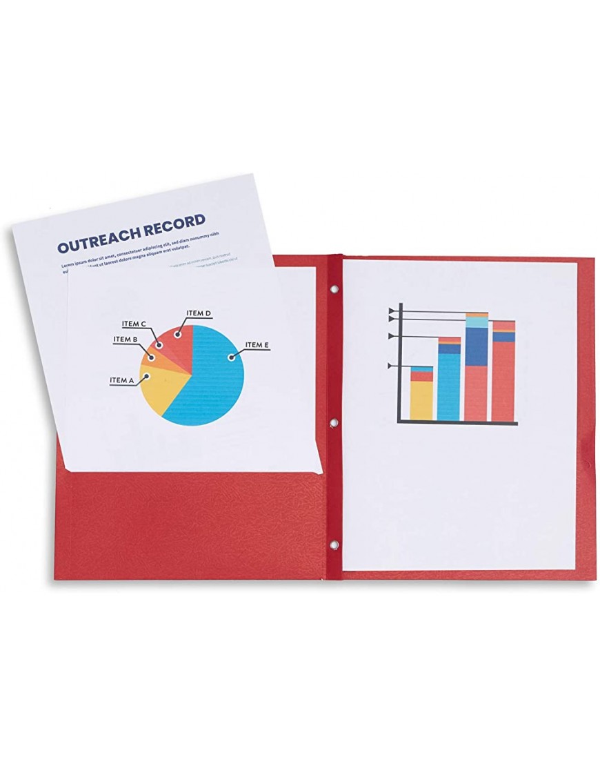 Blue Summit Supplies 25 Dokumentenmappen mit Zacken entworfen für Büro und Klassenzimmer rot 25 Stück farbige Ordner mit 2 Taschen und 3 Zinken - BYFINKKQ