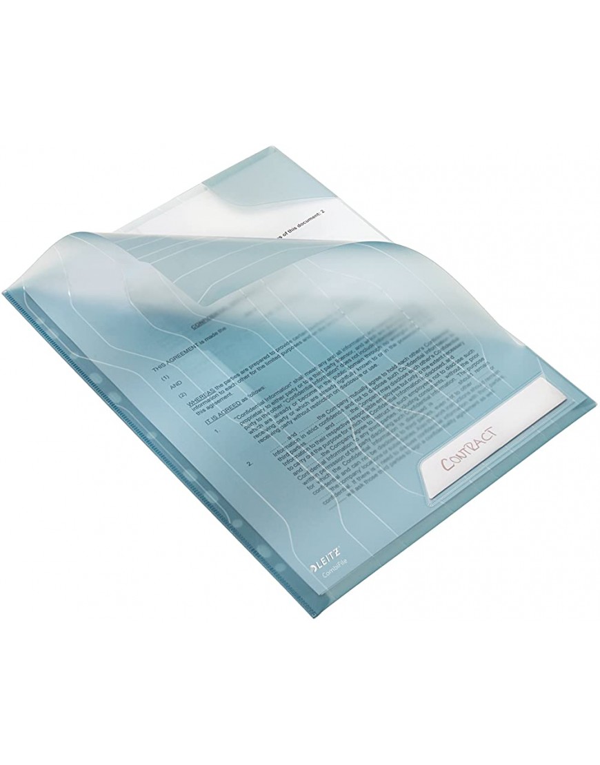 Leitz CombiFile Hardback Sichthüllen-Set 3 Stück A4 Format Blau mit matter Oberfläche und Muster Obere Öffnung 0,20 mm PP-Folie 47280035 - BFYQVA6H