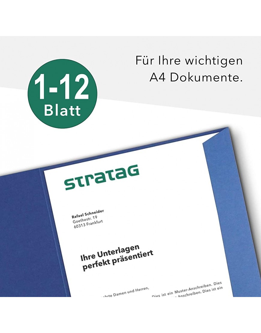 Präsentationsmappe A4 in Königsblau 60 Stück wählbar erhältlich in 7 Farben direkt vom Hersteller STRATAG vielseitig einsetzbar für Ihre Angebote Exposés Projekte oder Geschäftsberichte - BTSKTWE7