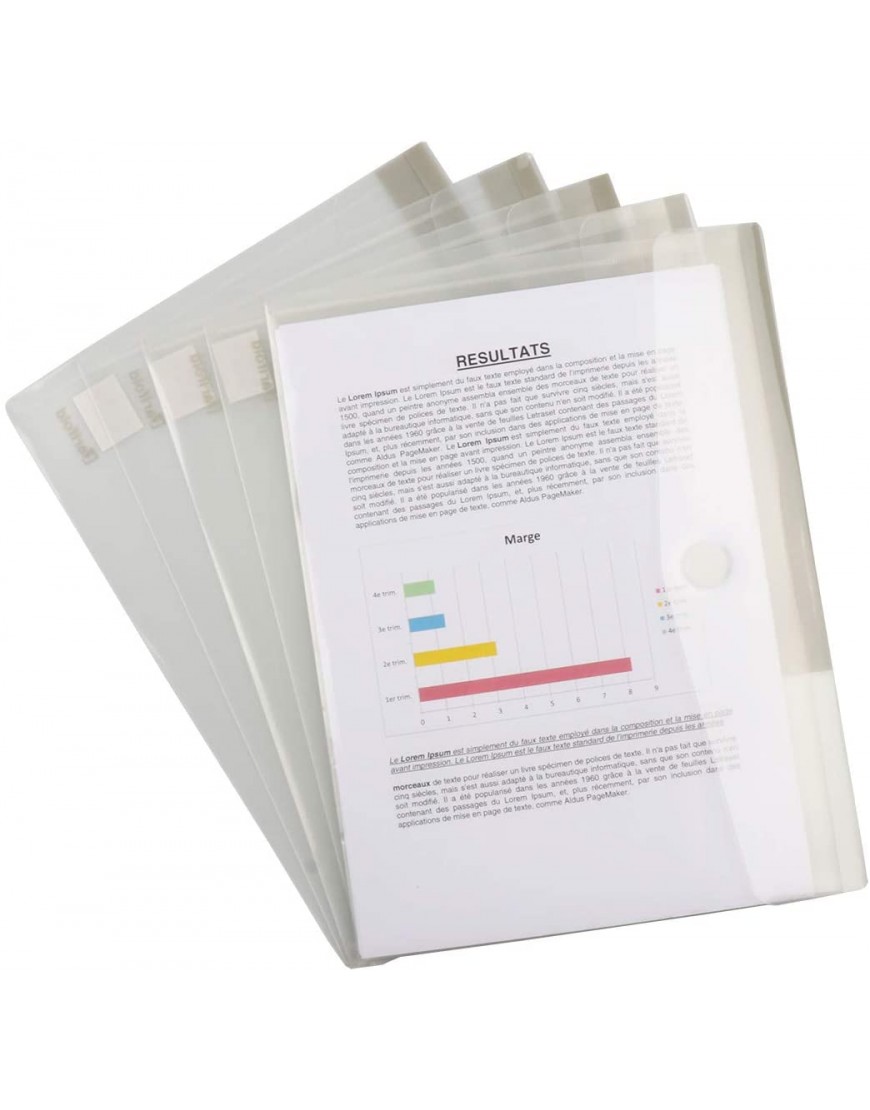 Tarifold Dokumententasche Sammeltasche Din A5 6 Stk. Transparente Dokumenten Tasche mit Siebdruckdesign und Klettverschluss für A5-Dokumente 510250 - BCAIWJDM