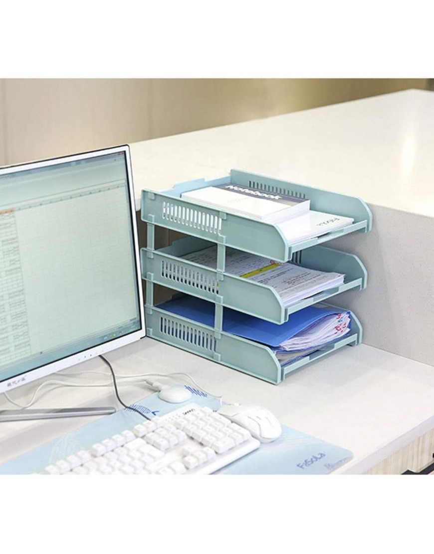 Datei Organizer Multi-Layer-Datei Rack-Multifunktionsaufbewahrungskorb Bürobedarf Desktop Daten A4-Papier-Rack Einfache Dateiablage Daten Sorting Box Dateibox Color : Blue Size : L - BCCUOD16