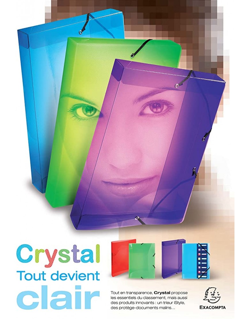 Exacompta 5982E Archivbox Crystal Colours PP 700µ Rücken 60mm DIN A4 1 Stück kristall - BNJGFVQ1