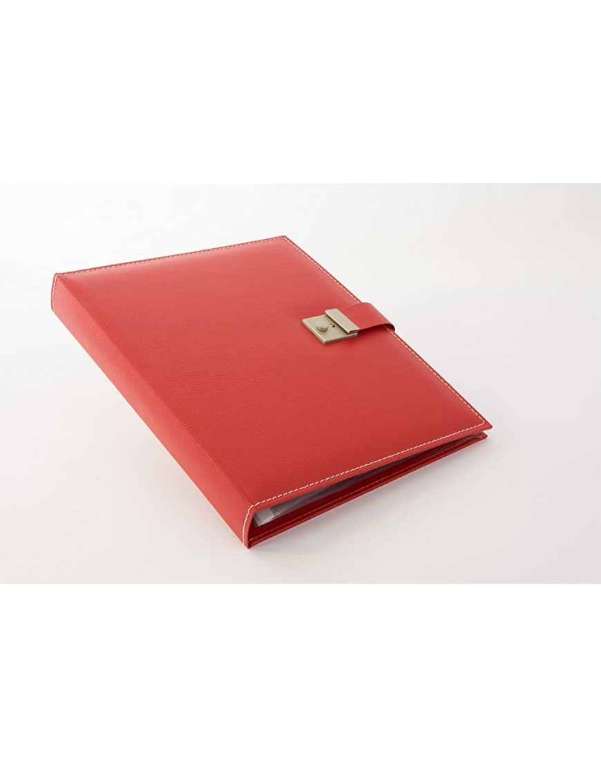goldbuch 53817 Dokumentenmappe Cezanne für DIN A4 Unterlagen Ringbuchmappe inklusive 5 Sichthüllen erweiterbare Ordnungsmappe mit Schloss Orgamappe aus Kunstleder ca. 27,5 x 34 cm Rot - BMQMHV1V