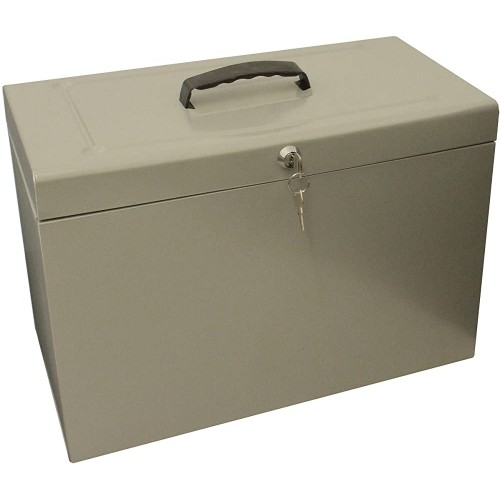Ablagebox Hängemappenbox aus Metall Format Foolscap ca. 33 x 43 cm grau - BBSFLN27