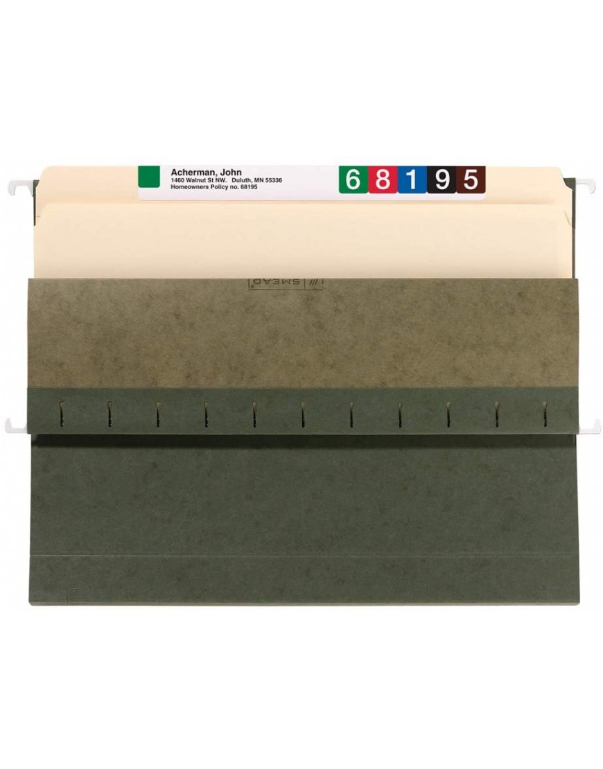 Smead Box Bottom Hängeregistraturmappe 5,1 cm Erweiterung Briefgröße Standardgrün 25 Stück pro Box 64259 - BIGLVMBQ