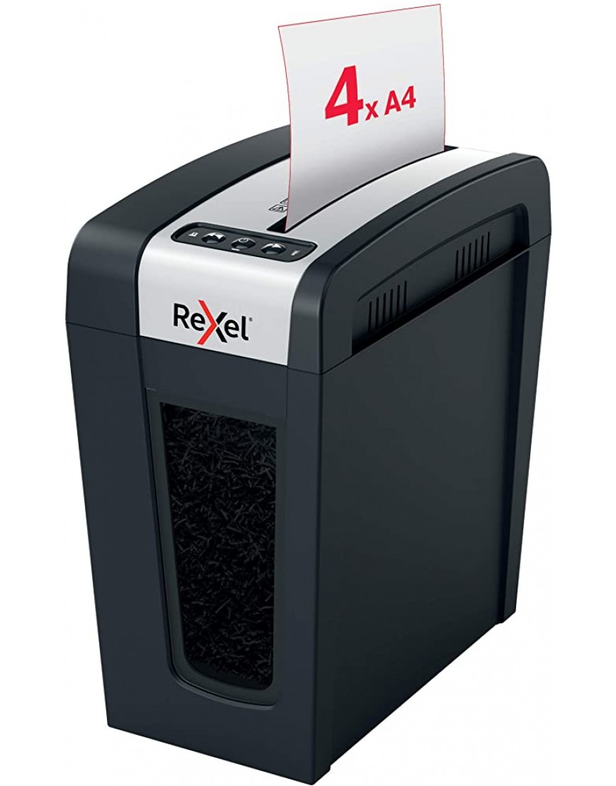 Rexel MC4-SL Slimline Whisper-Shred™ Aktenvernichter Mikroschnitt schreddert bis zu 4 Seiten Sicherheitsstufe P5 14 Liter Abfallbehälter äußerst leise und kompakt für zu Hause Secure Serie - BFMKSQ97