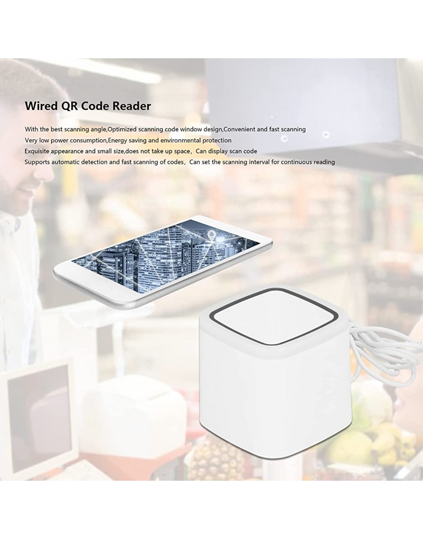 CHDE Barcode-Scanner DC 5V kabelgebundener QR- -Leser für Restaurants für gewerbliche Supermärkte für Registrierkassen für QR- -Zahlung - BPDQDQE7