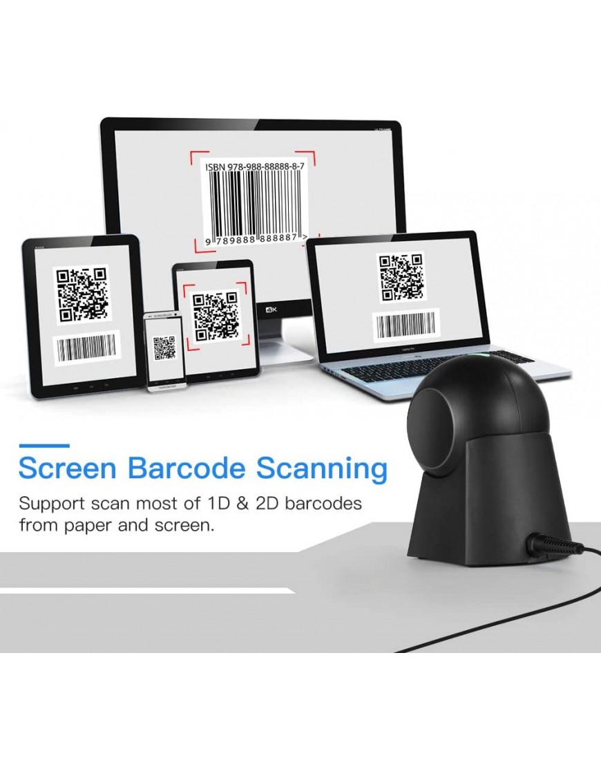 Eyoyo 1D 2D QR Desktop Barcode Scanner mit großem Scanfenster freihändiges Barcodelesegerät mit QR-Bildschirm-Scan-Plattform für Lager PC - BGBFG5VQ