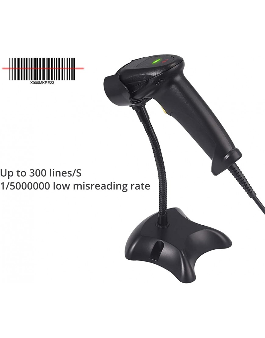 Neoteck USB-Barcode-Scanner Handheld-Kontinuierlicher laserverdrahteter Barcode-Scanner mit Ständer … - BSBZJBHB