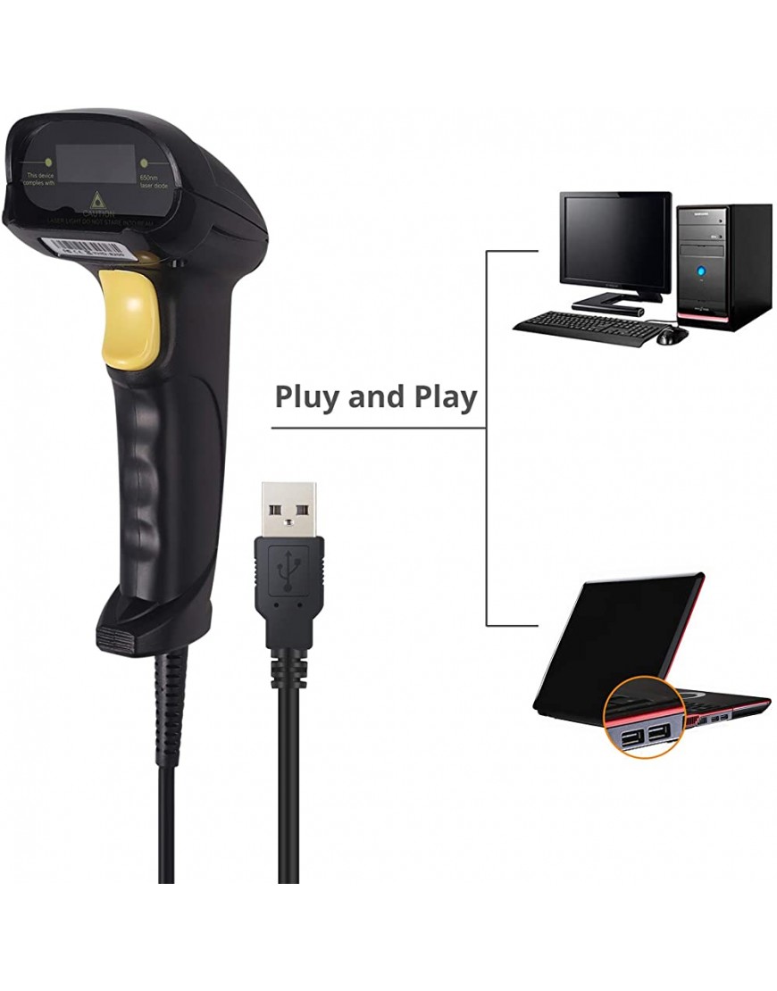 Neoteck USB-Barcode-Scanner Handheld-Kontinuierlicher laserverdrahteter Barcode-Scanner mit Ständer … - BSBZJBHB