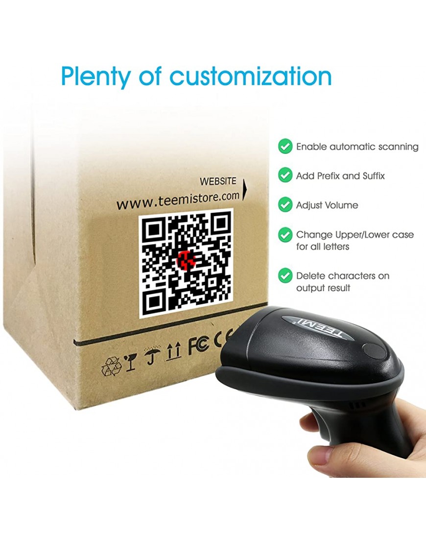 TEEMI Bluetooth-Barcode-Scanner Barcode Reader with USB Cradle - BVYFPDJH
