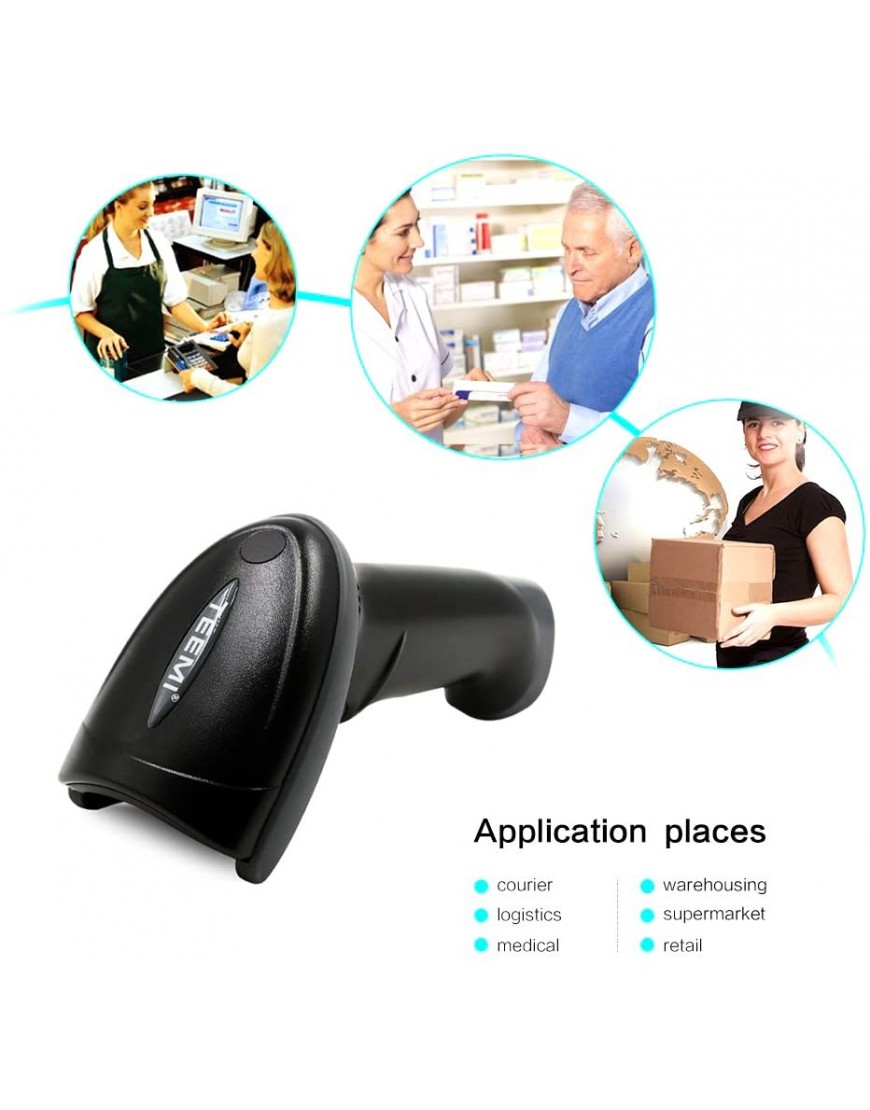 TEEMI Bluetooth-Barcode-Scanner Barcode Reader with USB Cradle - BVYFPDJH