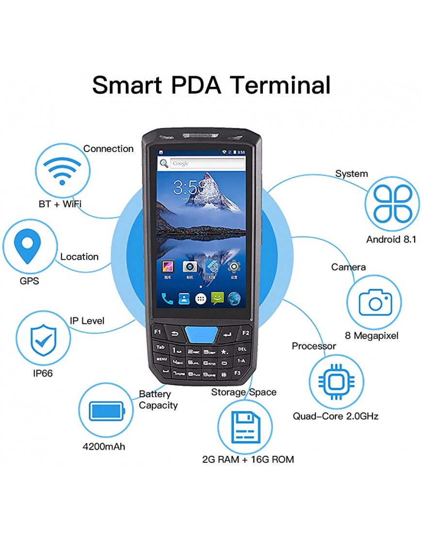 Tendia Android 8.1 PDA-Handheld-POS-Terminal Honey-Well 1D 2D QR-Barcode-Scanner Datensammler-Inventarmaschine 4G WiFi BT-Mobilcomputer mit 4,5-Zoll-Touchsn-8-pixel-Kamera GPS für PDA-Terminal - BWJDZ1NK