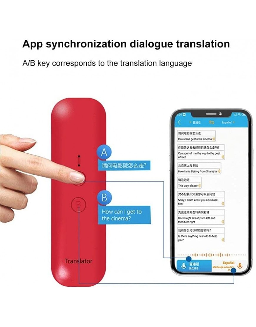 GFDFD Bluetooth 5.0 Wiederaufladbare Fast Connection Mini Portable Voice Multi-Layer Smart Übersetzer für Übersee Geschäftstreffen Color : Orange - BTLTPD7K