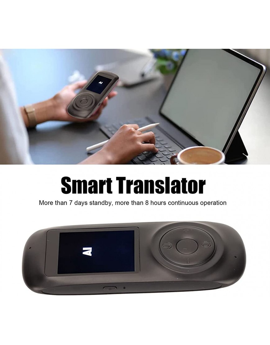 Intelligentes Sprachübersetzergerät 2,4-Zoll-Touchscreen Multifunktionales WiFi-Zwei-Wege-Übersetzergerät für die ReisekommunikationSchwarz - BCPOV513