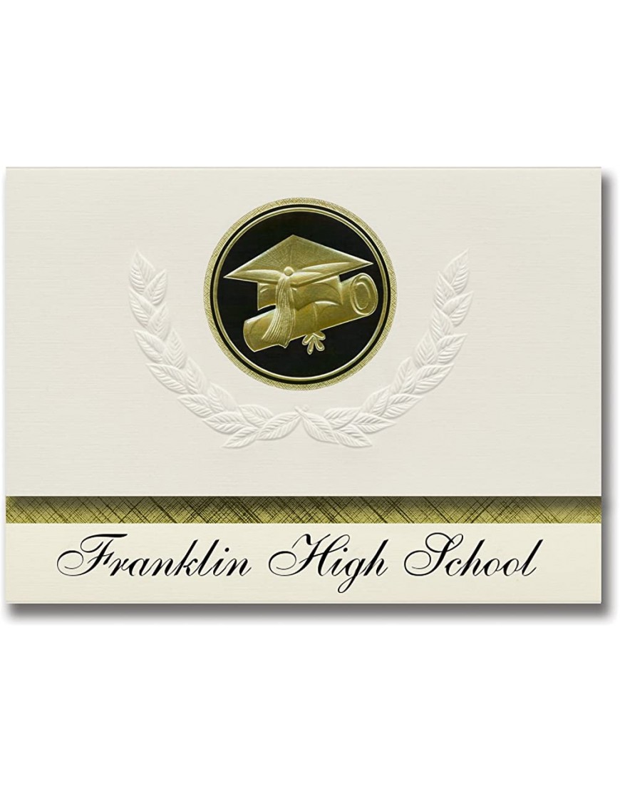 Signature Announcements Franklin High School Franklin TN Graduation Ankündigung Presidential Style Basic Paket mit 25 Cap & Diplom Siegel Schwarz & Gold - BLRMQ4HW